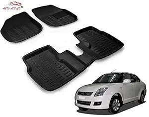 Auto Addict Plastic 3D Car Mats for Maruti Suzuki Swift Dzire Old Type-1 (2008-2011), Black