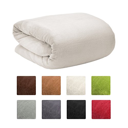 Beautissu® XXL Kuscheldecke Aurelia 150x200cm Mikrofaserdecke flauschige Coral-Fleece Wohn-Decke ÖKO-TEX natur