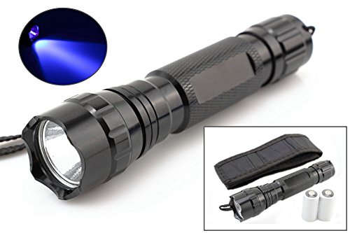 TGLOE (Tm) -WF-501B UV LED UV Taschenlampe Ultraviolett + Holster Schwarzlicht + 2* CR123 Batterie