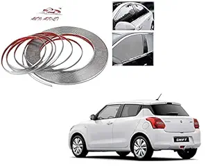 Auto Addict Car Side Window Door Beading Roll 10MM Silver Chrome Strip 20 Metres for Maruti Suzuki New Swift (2018-Present)