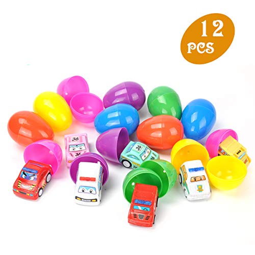 Cyfie Ostereier, 12 Stück, bunt, vorgefüllte Kunststoff-Überraschungseier Spielzeugen für Osterkorbfüller