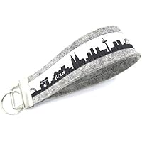 Schlüsselband Schlüsselanhänger Filz Designfilz Skyline Köln hellgrau