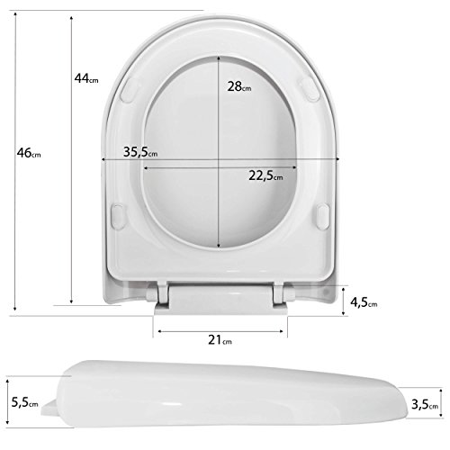VILSTEIN© WC-Sitz mit Absenkautomatik, WC Deckel Toilettendeckel, Antibakteriell beschichtet, Soft-Close für Sitz und Deckel, inkl. Universal Befestigungs-Set, weiß, VS-ZT14 - 7