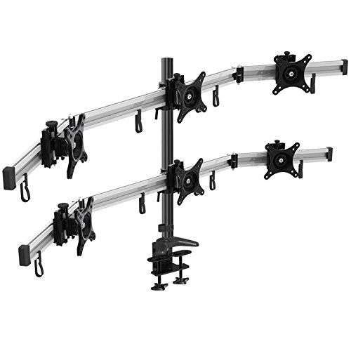 HFTEK® MP260C-L Support de bureau pour 6 six moniteur desk mount control center support de table pour Moniteur LED écran LCD Moniteur 15" à 27" pouces avec VESA 75/100