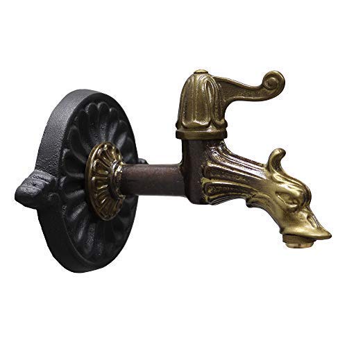 fundición bongiovanni Grifo Modelo Dragón ro147 de Latón bruñido con rosetón Gris Hierro Fundido para Fontana en la Pared casa jardín
