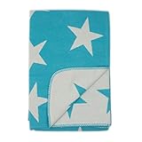 Farbe: türkis / weiß Pad - Decke - Kuscheldecke - Wendedecke - Stars/Sterne - Turquoise/türkis - 150 x 200 cm