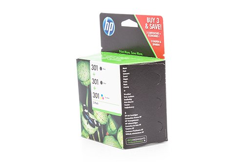 Original Tinte passend für HP DeskJet 2543 HP 301 E5Y87EE - 3x Premium Drucker-Patrone - Schwarz, Cyan, Magenta, Gelb - 2x190 & 1x165 Seiten - 2 x 3 & 1 x 3 ml