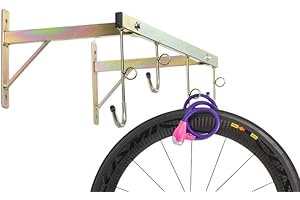 Andrys- Râtelier range vélo mural pour extérieur et intérieur – Porte-vélos démontable pour 4 vélos – Range vélos en acier galvanisé – Couleur tropical doré avec embouts en pvc noir - 3004A