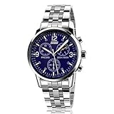 XKC-watches Herrenuhren, Fashion Männer Voller Stahl-Armbanduhr-Japan-Bewegung 30m Wasserdicht Back Light Hand (Verschiedene Farben) (Farbe : Weiß, Großauswahl : Einheitsgröße)