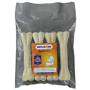 Petlicious & More Rawhide Bones for Dogs 8 Inch 1 Kg Pack Pressed Bones for Dogs Calcium Bone Dog Bones Chew Bones for Puppy Calcium Treat for Dogs Puppy Treat (Pack of 1 Kgs)