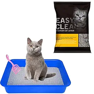 Emily Pets Fresh Lemon Scented Bentonite Cat Litter with Litter Tray & Litter Scooper (10L Lemon Scented Cat Litter + Litter Tray + Litter Scooper)