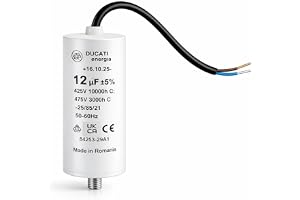 Enfas motorkondensator 425 V/450 V/475 V - permanent kondensator med kabel - kompatibel med poolpump, högtryckstvätt, garagep