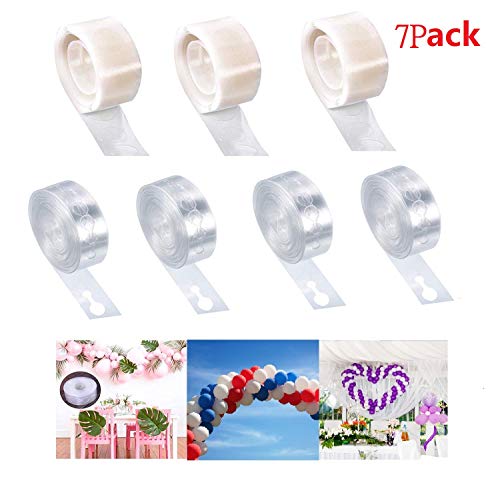 Foocho Tiras de Cinta de Globo(4Rollos),Pegamento de Punto de Globo(3Rollos),Cinta de Tira Decorativa de Columna de Arco de Globo para Fiesta/Cumpleaños/Boda