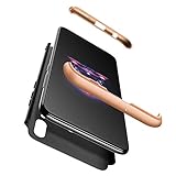 Karomenic 360 degré Protection Complète Coque pour Xiaomi Redmi Note 5 et Protecteur D'écran en Verre Trempé 3 en 1 PC Matière Dur Rigide Housse Full Body Avant et Arrière Etui Case Bumper,Or noir
