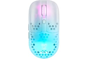 Xtrfy MZ1 Wireless, ultralekka bezprzewodowa mysz do gier, radio 2,4 GHz, sensor Pixart 3370, unikalny kształt dla optymalnego celowania, podświetlenie RGB, ładowalna, Biały