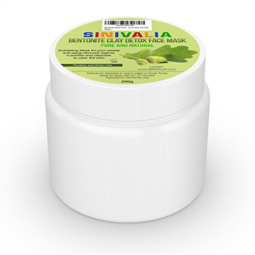 Bentonite Clay Powder - Used as Facial Mask for Acne or Anti-Ageing Natural Skin Care for Wrinkles, Pores, Spots, Pimples, Blemish, Rosacea, Blackheads - Great For Detox - Cleansing Moisturiser for Dry, Oily Skin - For Women, Men