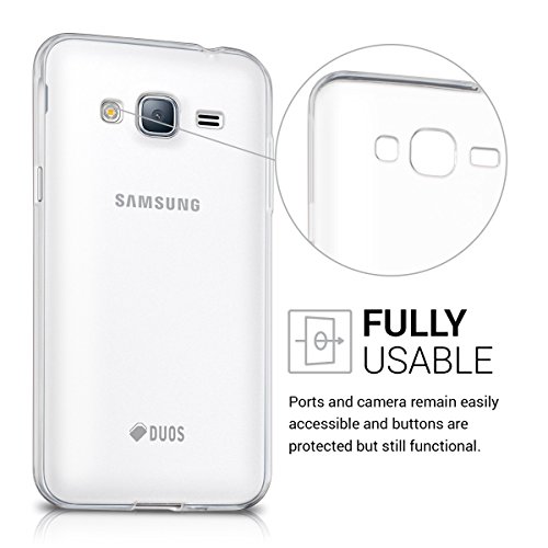 kwmobile 2in1 Set: Crystal Case HÃ¼lle + Panzerglas Displayschutzfolie fÃ¼r Samsung Galaxy J3 (2016) DUOS aus TPU Silikon - transparente SchutzhÃ¼lle Cover klar in Transparent
