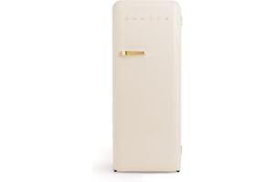 CREATE / RETRO FRIDGE 150 GOLD/Frigorifero crema maniglia oro/Con congelatore, 150 cm