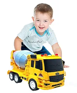 Miniature Mart Big Size Truck with Realistic Truck Sounds & Flash Light | Toys for Boys | Gift for Kids | Push & Go Truck | Suitable for 2 , 3 ,4 , 5 , 6 + Year Kids (Construction Mixer Truck)
