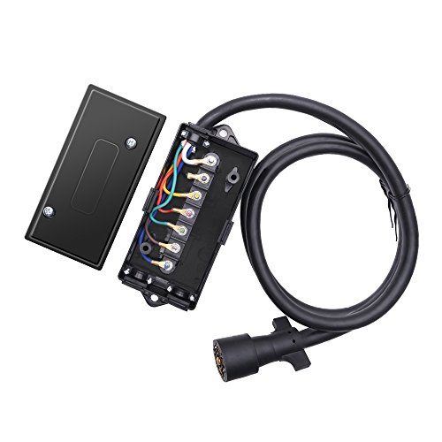 Snowy Fox 7 Way Trailer Cord Wiring Junction Box 8FT Heavy Duty Weatherproof 7 Pin Plug Inline Wire Trailer Cable