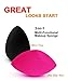 UVM 2Pack High-End Powerful Makeup Sponge Beauty Blender for Applicator, Foundation and Highlight Water Drop (Black) and Flat Edge Olive (Rose Pink)