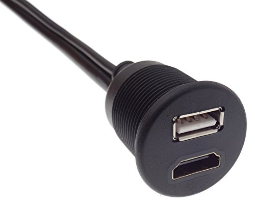 USB HDMI 2m Kabel Verlängerung Wasserdicht Buchse Stecker Einbau Montage Adapter - 2