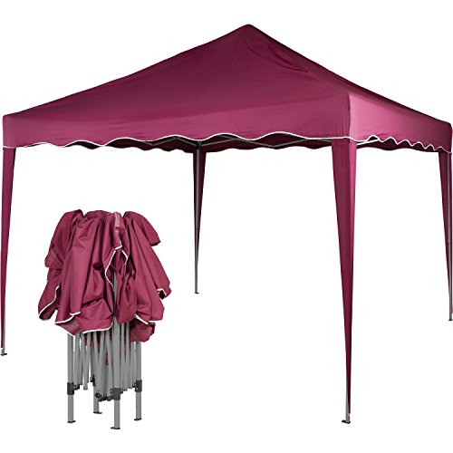 Faltpavillon 3×3 m, WASSERDICHT, Farben wählbar, inkl. Tragetasche + Zubehör, versiegelte Nähte, DIN ISO zertifiziert, Weiß Champagner Blau Grün Burgund Rot Anthrazit Schwarz, Gartenzelt, Festzelt - 2