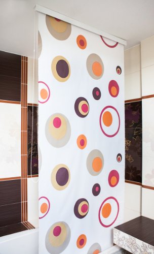 HALB-KASSETTEN DUSCHROLLO 140 cm BREIT MODELL COLORFUL DUSCHVORHANG WEISS BRAUN ROT ORANGE! SHOWER ROLLO CURTAIN!