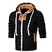 Produktbild DAY.LIN Herren Slim Langarm Reißverschluss Hoodie mit Kapuze Patchwork Bluse Tops Mantel Outwear (XL, Schwarz)