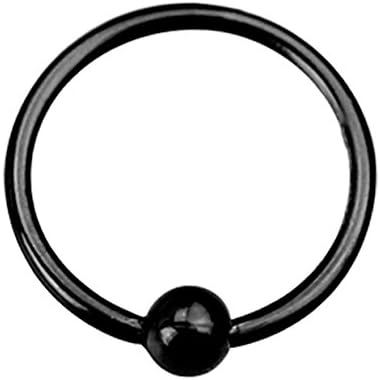 Ear or Nose Ring, Black PVD Coated. Open Ring With Ball. Choose your size. H36 (8mm)
