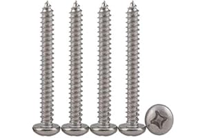 Drenky Viti Autofilettanti per Legno, M4 x 50 Viti Acciaio Inox 304 Vite Testa Tonda Bombato a Croce Phillips Filettatura Intera, 50 pezzi