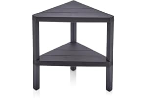 DIVCHI 2 Tier Corner Shelf Triangle Space-Saving Freestanding Shelving Unit | Storage Shelves | Display Rack | Bookcase | Kitchen Stand | Living Room Organiser | Bedroom Bookshelf (Black)