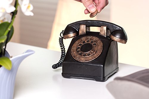 Pajoma 55162 Spardose retro Telefon mit Wählscheibe, aus Polyesin, 12 cm - 2