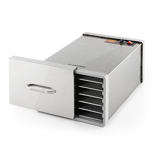Klarstein Fruit Jerky Pro 6 Dörrgerät Dörrautomat (6 Etagen, 630 Watt, einstellbare Temperatur, Trockenfläche ca. 0,65 m², Ventilator, Edelstahl-Gehäuse, inkl. Handbuch) silber - 7