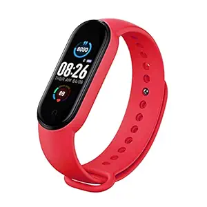 Rhobos (Today ONLY Offer: 8 Years Warranty) M5 Bluetooth Fitness Smart Health Band/Smart Fitness Band Oximeter with Call Alert Pedometer for Men Women Boys Girls-Red Strap