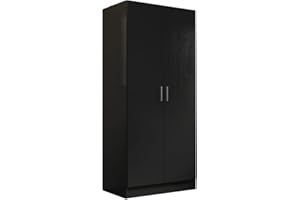 Madesa Wardrobe for Bedroom, Wardrobe Storage Cabinet with 2 Doors, 180H x 52D x 80L cm - Black