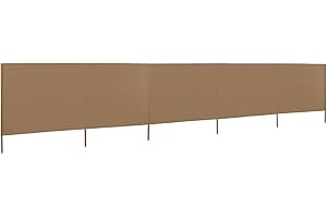 Homgoday Brise-vent à 6 pôles - Brise-vue - Grande protection solaire - Pour camping, plage, caravane, vacances et festivals - 600 x 160 cm - Taupe