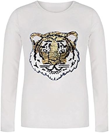 West Couture Girls Sequin Tiger Face 2 Way Brush Changing Sequins Long Sleeves 3-14Yrs (6145)