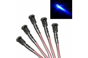 Switch Electronics Pack of 5 x 3mm Prewired Coloured LED Constant or Flashing with Black Holder Bezel Lamp Light 12V Hobby DIY Dash (UV)