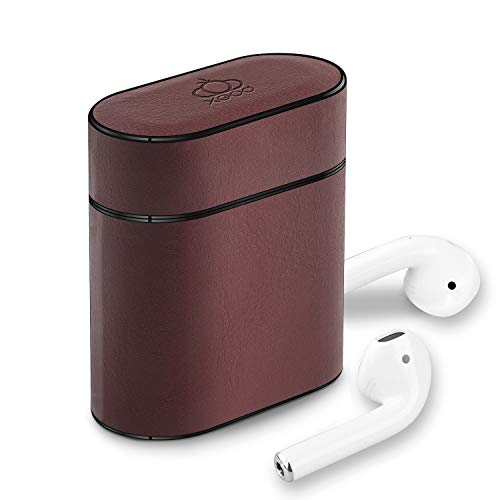 XGUO Ersatz für AirPods Hülle, Premium-Leder-Schutzhülle, stoßfest, für Apple AirPods Ladehülle weinrot