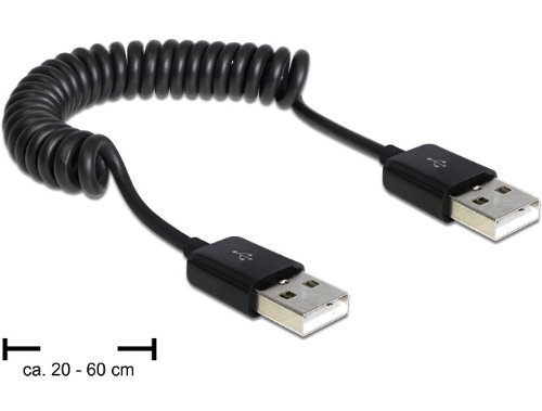 DELOCK Kabel USB 2.0-A St/St Spiralkabel