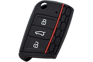 Berfea Cover per chiave remota portachiavi Custodia protettiva in silicone Custodia protettiva per portachiavi Accessori chiave compatibili con VW Volkswagen Polo GOLF 7 Mk7 Tiguan Seat Skoda