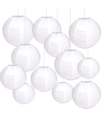 Forbabe 20 stuks papieren lantaarn, saliegroen papieren lampion, klassiek geribbelde papieren lantaarn, hangende papieren lantaarns, herbruikbaar, ronde lampenkap voor bruiloft, tuinfeest ( 15cm/20cm