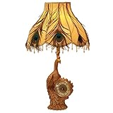 CKH Kreative Uhren Gold Pfau Tischlampe Europäischen Tischlampe Schlafzimmer Nacht Amerikanischen Retro Luxus Wohnzimmer Persönlichkeit Kunst Lampe