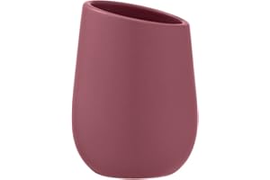 WENKO Bicchiere porta spazzolini Badi per spazzolini in ceramica di qualità e superficie opaca, bicchiere per spazzolino e dentifricio, ideale per bagno o WC di cortesia, Ø 8x11 cm, Rosa antico