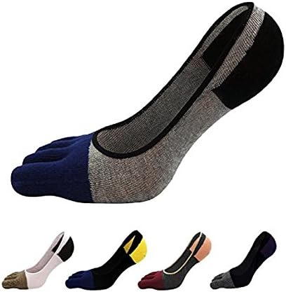Men's 4-5 Packs Cotton Sweat Non Slip Toe Socks No Show Socks for Men (7-11, 5 Pack-5 colors)