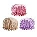 G2PLUS 3PCS Reusable Shower Caps Women's Stylish Spa Cap New Arrival Double Layers Bathing Hat (Champagne, pink, purple)