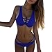 Produktbild Hevoiok Damen Bademode Sexy Bikini-Sets Schnürung BH Push-up Badeanzug Bandeau Gepolstert Bikinis Sport For Mädchen Frauen Zweiteilig (Blau, M)