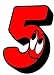 Red Face Number 5 Sticker For House Door / Wheelie Bin / Dustbin - Choose Number