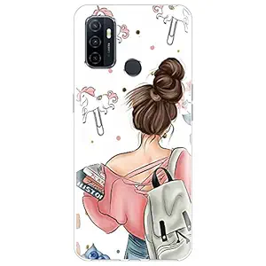 Fashionury Back Cover for Oppo A53 / Oppo A33 Designer | Printed|Transparent |Flexible| Silicon -D093